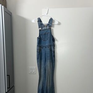 Free People Blue Boot Cut Denim Jumpsuit